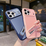 Hidden Kickstand Hollow Cooling Shockproof Case for iPhone