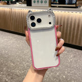 New Rhinestone Cat Lens Frame Phone Case for iPhone