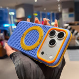 Contrast Color Breathable Magnetic Rotating Kickstand Case for iPhone