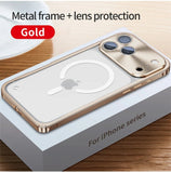 Plating Metal Frame Semi Clear Shockproof Case for iPhone