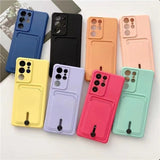 Card Bag Slot Holder Wallet Silicone Phone Case for Samsung