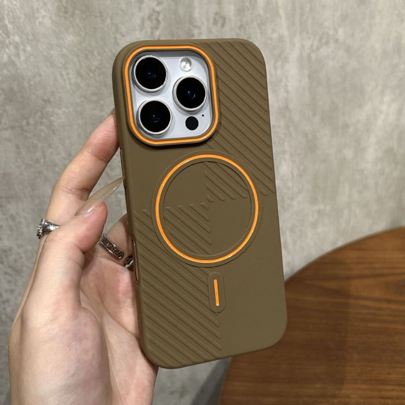 Diagonal Stripes Fine Circle Magnetic Hit color Case For iPhone