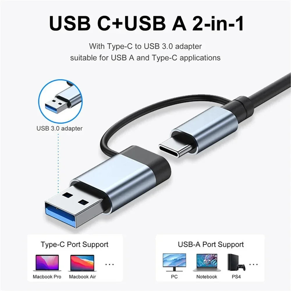 7 Ports USB A C Hub Multi Adapter