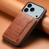 Vintage Crocodile Texture Leather Card Holder Case for iPhone