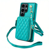 Leather Zippered Card Holder Crossbody Phone Case for Samsung