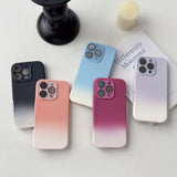 Gradient Frosted Phone Case with Built-In Lens Protector for IPhone