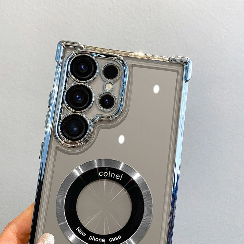 Plating Magnetic Wireless Charge Camera Case For Samsung