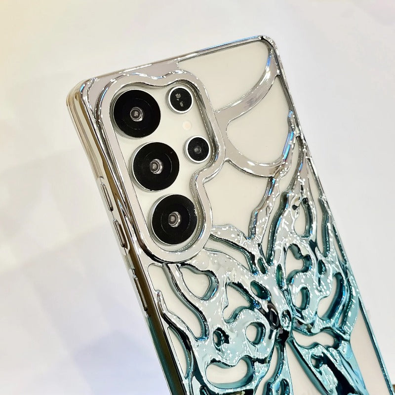Gradient Color Hollowed Butterfly Plating Cover  For Samsung