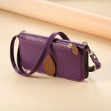 Leaf-Designed Leather Flip Cover Card Slot Lanyard Shockproof Case For Samsung