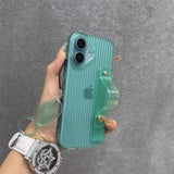 Transparent Stripe Ring Lanyard Wristband Bracket Case for iPhone