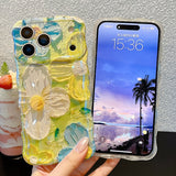 Oil Painting Style Floral Glossy Anti-Fall Soft Case for IPhone