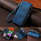 Leather Zipper Lanyard Wallet Case for iPhone