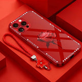 Romantic Rose Electroplated Case with Lanyard for iPhone