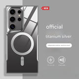 Luxury Plating Frame Magnetic Transparent Phone Case for Samsung