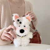 Cute Plush West Highland Terrier Dog Phone Case For IPhone