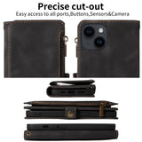 Leather Zipper Lanyard Wallet Case for iPhone