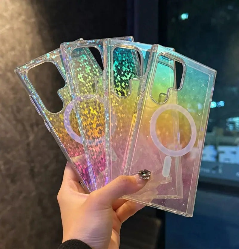 Luxury Diamond Sequin Transparent Magnetic Case For Samsung