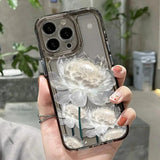White Lotus Oil Painting Transparent Phone Case for iPhone
