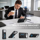 Leather Magnetic Charging Rotatable Kickstand Case for iPhone