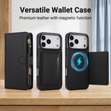 Leather Crossbody Wallet Magnetic Charging Case for iPhone