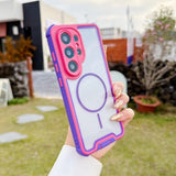 Contrast Color Magnetic Shockproof Transparent Hard Case For Samsung