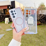 Contrast Color Magnetic Shockproof Transparent Hard Case For Samsung