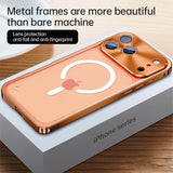 Plating Metal Frame Semi Clear Shockproof Case for iPhone