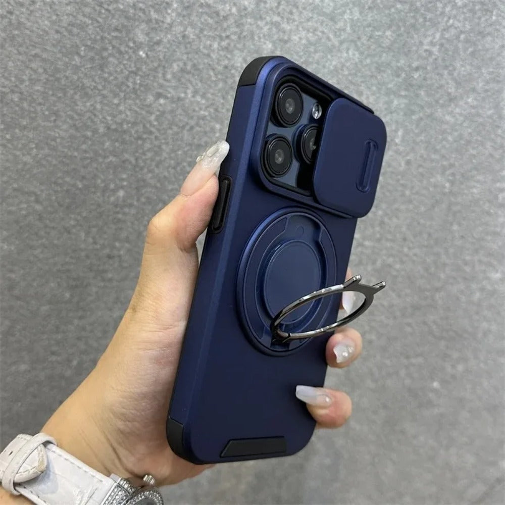 Luxury Heavy-Duty Rugged Armor Magnetic Bracket Case For iPhone