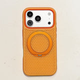 Contrast Color Breathable Magnetic Rotating Kickstand Case for iPhone