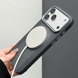 Carbon Fiber Texture Shockproof Magnetic Charging Case for iPhone