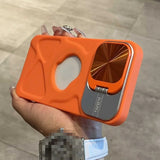 Fashion Hole Magnetic Lens Protection Stand Silicone Case for iPhone