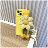 Pumpkin Flower Wrist Strap with Lanyard Phone Case for iPhone