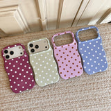 Polka-Dot Scalloped-Edge Shockproof Case for iPhone
