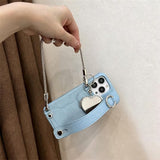 Fashion Leather Handheld Card Holder Case for iPhone