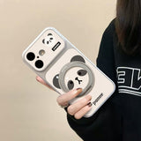 Panda Electroplated Rotating Stand Case for iPhone