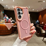 Transparent Glitter Magnetic 2in1 Airbag Shockproof Case For Samsung