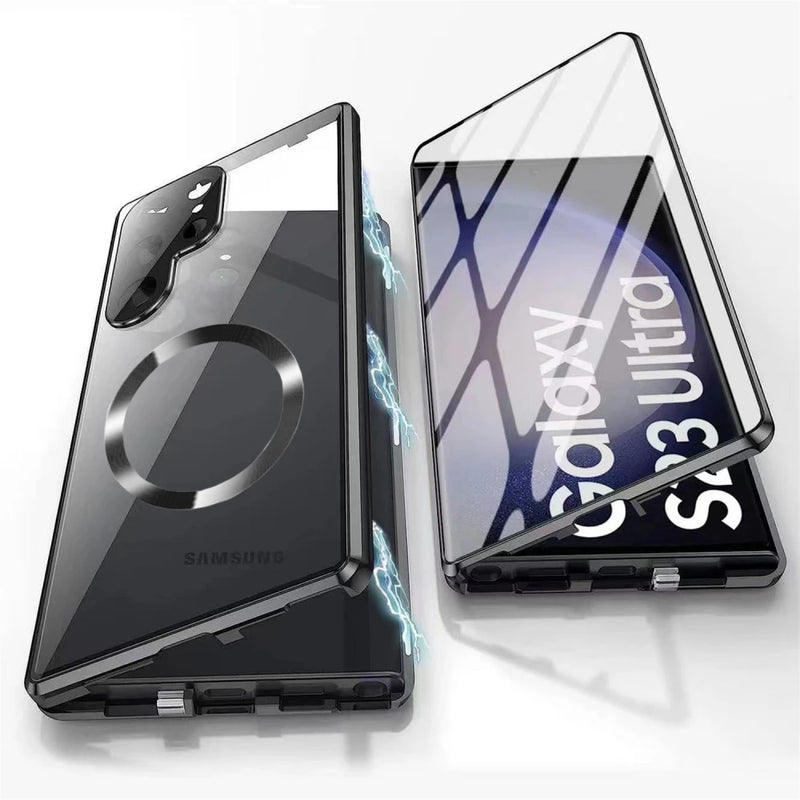 Magnetic Metal Aluminum Alloy 360° Full Surround Screen Glass Case for Samsung