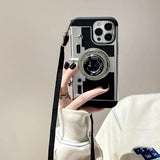 3D Retro Camera Lanyard Shockproof Case For iPhone