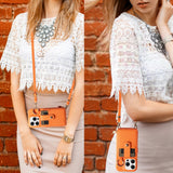 Crossbody RFID‑Blocking Zipper Wallet Case for iPhone