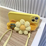 Pumpkin Flower Wrist Strap with Lanyard Phone Case for iPhone