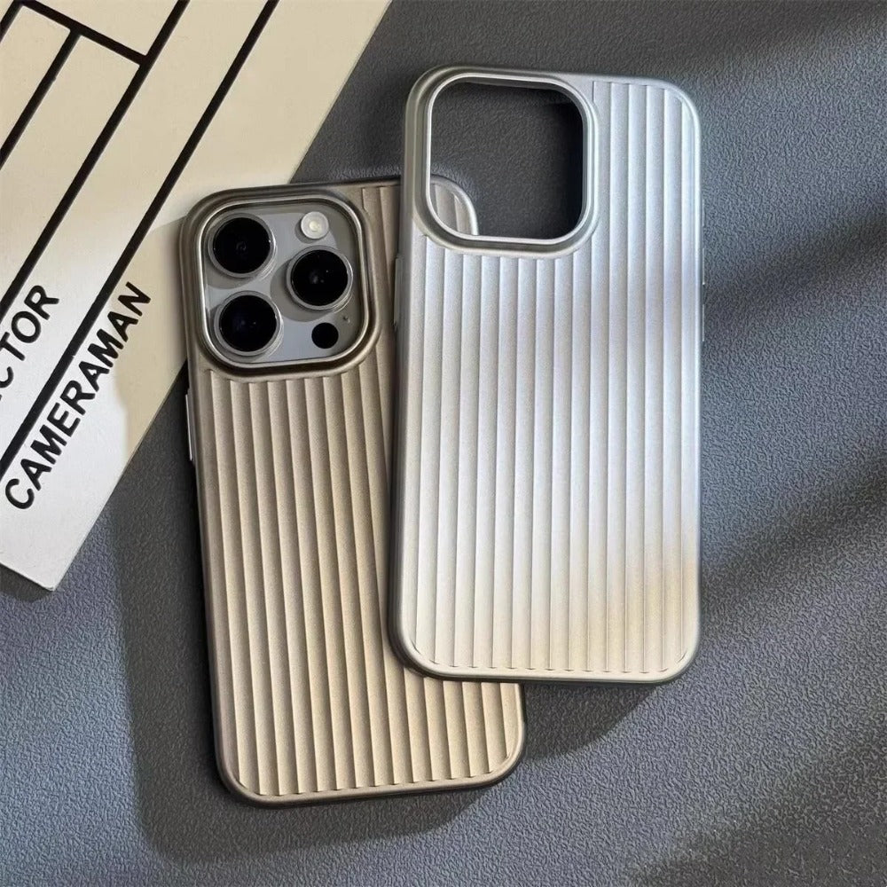 Luxury Natural Titanium Corrugated Phone Case for iPhone