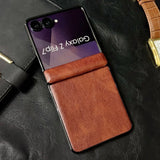 Vintage Waxed Leather Magnetic Shockproof Case for Samsung Z Flip