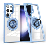 Magnetic Transparent Rotating Metal Stand Case For Samsung