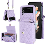 Stylish Quilted Crossbody Card Holder Leather Case for Samsung