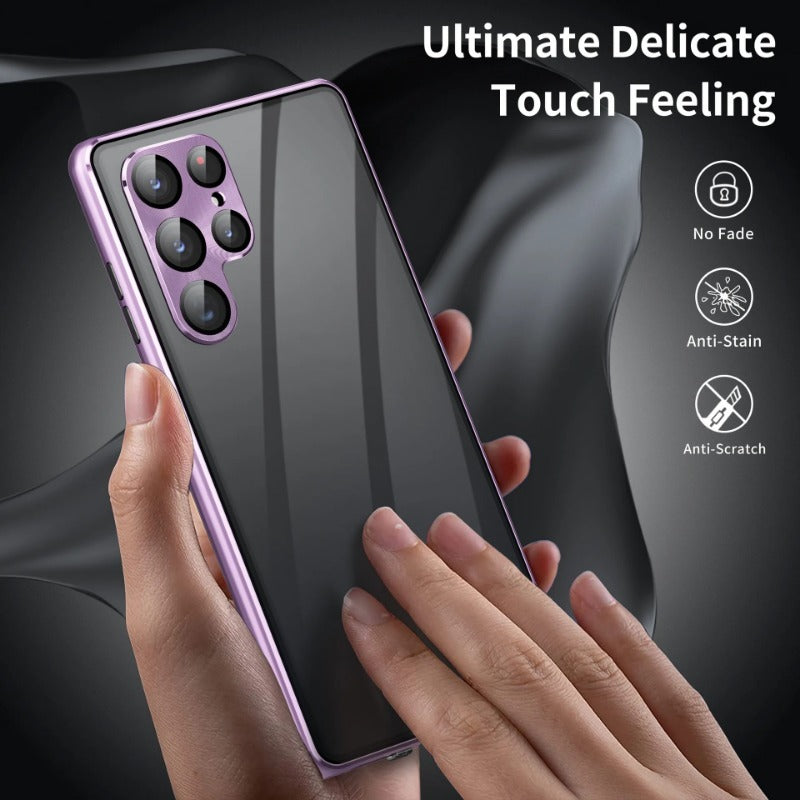 Magnetic Double Sided Tempered Glass Metal Frame Case For Samsung
