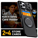 Armor Reinforced Shock‑Absorbent Case With Card Slot & Stand for iPhone