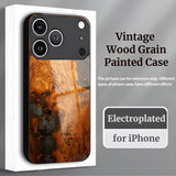Vintage Wood Grain Painted Electroplated Case for iPhone