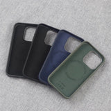 Luxury Alloy Lens Frame Particle PU Leather Magnetic Case for iPhone