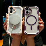 Magnetic Transparent Armor Shockproof Case For iPhone