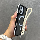 Luxury With Lanyard Magnetic Matte Phone Case For iPhone